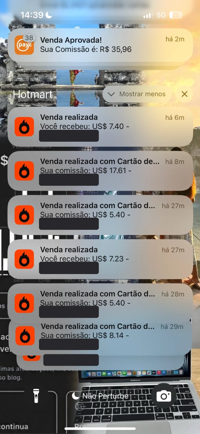 Notificações de vendas no celular